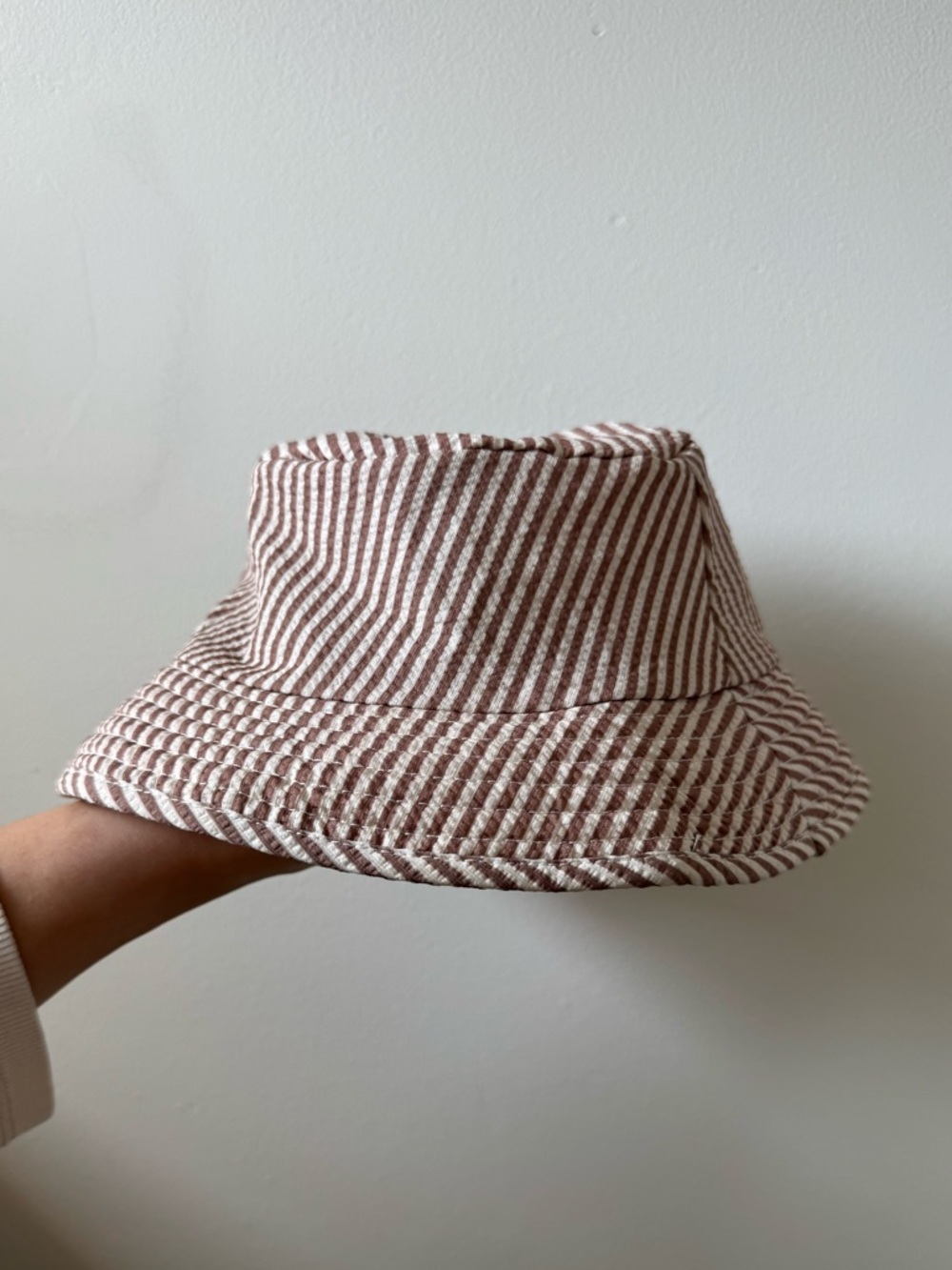 Konges Sløjd Striped Bucket Hat in Brown and White
